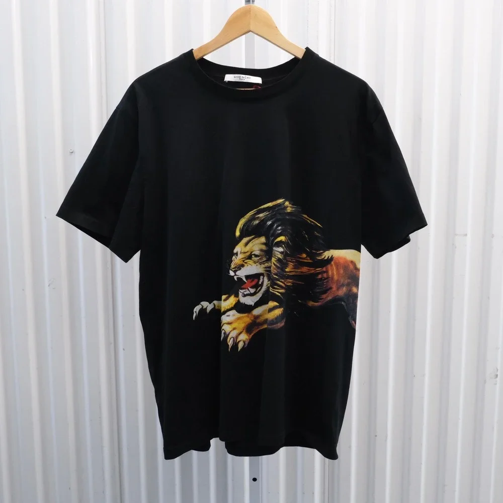 Givenchy Lion Graphic T-Shirt Mens Size XL Black Cuban Fit - Picture 1 of 8